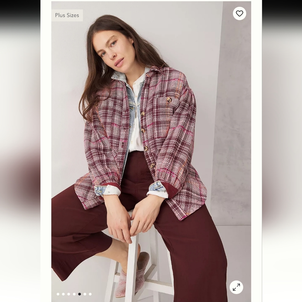 Anthropologie Hudson Plaid Shirt Jacket Size M